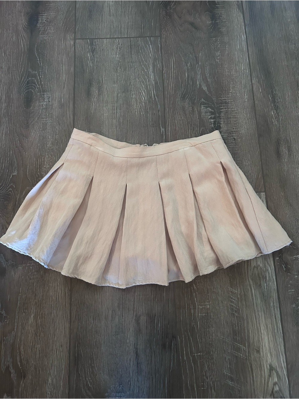 Sky To Moon Pleated Beige Mini Skirt With Shorts Size Medium